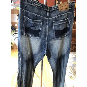 Akademiks Jeanius Jeans Herren 46x32 Dunkelblau Baggy Hip Hop Wide Leg Y2K Street - Bild 1 von 24