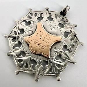 Antikes Silber & Gold Anhänger Medaillon - Birmingham 1902 - William James Dingley - Bild 1 von 7