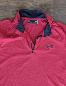 Under Armour Pullover Jacket Red 1/4 Zip Men's L (23" pit-pit, 29" leng,34" slv) - Picture 1 of 5