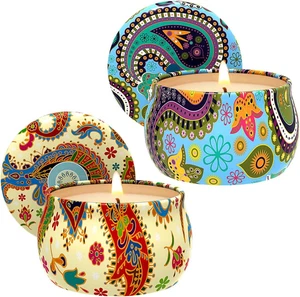 Juego de 2 velas perfumadas velas de aromaterapia de cera de soja de 4,4 OZ vela de hojalata portátil - Imagen 1 de 9