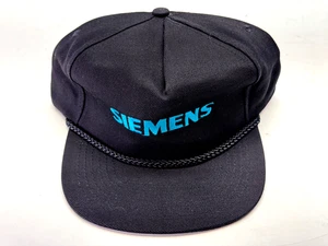 Vintage 90s Siemens Rope Trucker Hat Snapback Cap Black Blue Engineering Racing - Bild 1 von 5