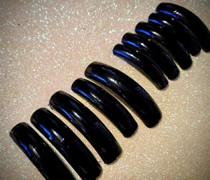 XL Press On Nails Deep Curve Black Krallennägel (M) Kleber inklusive - Bild 1 von 5
