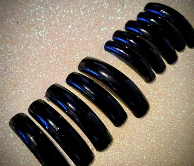 XL Press On Nails Deep Curve Black Claw Nails ( M) Glue Included - Image 1 of 4