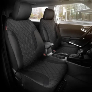 Motor Trend Leather Seat Covers For Trucks, Cars, & SUV - Front Black Car Sea... - Foto 1 di 10