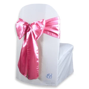50 Stck. Satin Stuhlhusse Schleife Schärpe 108"x8" - Hot Pink - Hochzeit Party Bankett sv - Bild 1 von 5