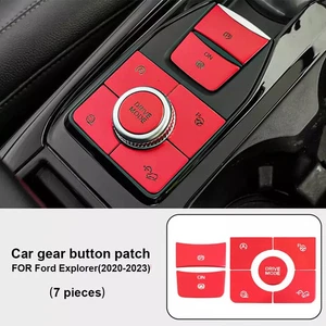 7Pcs For Ford Explorer 2020-23 Center Console Button Cap Cover Trim Red Aluminum - Picture 1 of 6