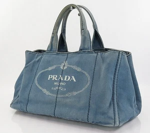 Auténtico bolso de mano de lona azul PRADA Canapa #61369 - Imagen 1 de 21