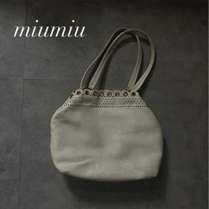 miumiu Leather Handbag Studs White Casual Women's Pre-Owned From Japan - Picture 1 of 19