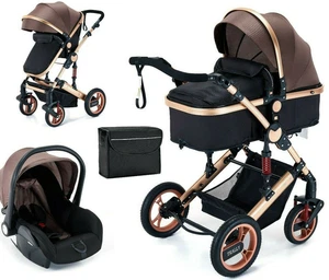 Kinderwagen 3in1 Kombi-Kinderwagen Trally® Buggy & Autositz Black/Brown Neu - Bild 1 von 13