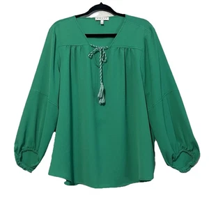 Chaus New York Damen Pullover Langarm V-Ausschnitt Grün Bluse Größe XL - Bild 1 von 7