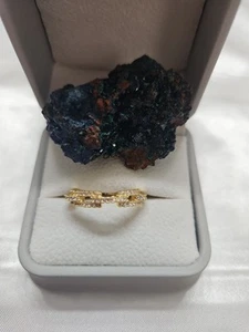 18k Gold Filled CZ Cuban Link Adjustable Ring - Picture 1 of 3