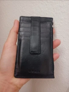 Lodis Women's Black Genuine Leather Slim Credit Card Case Wallet - Picture 1 of 7