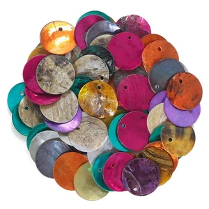 Firstmeet Shell Beads 150pcs Natural 15mm Flat Round Mussel Shell Coin Drop - Picture 1 of 7