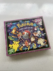 Vtg 1999 Rare Pokemon Jigsaw Puzzle 60 Piece MB 90s Gotta Catch Em All Complete - Picture 1 of 3