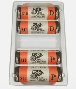 2003 P D ILLINOIS State Quarter Rolls BU Two US Mint Wrapped Rolls 80 Coins 25¢ - Picture 1 of 3