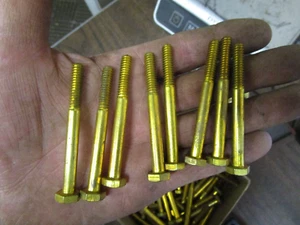 8 NOS 1/4"-20 X 2-1/2" BRASS Hex Head Cap Machine Screw USA - Picture 1 of 4