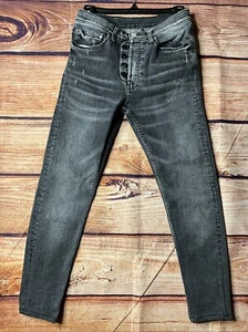 Art Meets Chaos Skinny Distressed Jeans Size 32x25 Charcoal - Picture 1 of 10