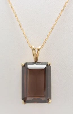 13.00 Carat Natural Smoky Quartz in 14K Solid Yellow Gold Pendant - Image 1 of 4