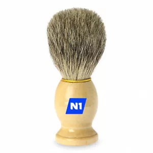 N1 Shaving Brush Perfect Shave Barber Hard Wooden Handle Badger Hair Soft Feel - Picture 1 of 2