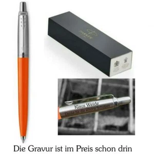 Parker Jotter Kugelschreiber Edelstahl/Kunststoff orange mit Gravur - Bild 1 von 2