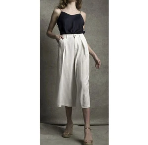 ASOS Beige Striped Wide Leg Pants Size 6 - Picture 1 of 7