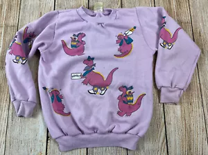Vintage Fun Connection Dinosaurs Purple Sweatshirt Youth Kids Size 6X Made In US - Picture 1 of 7