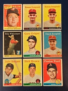 Lotto di 49 carte da baseball Topps 1958 con foto di ciascuna - Foto 1 di 12