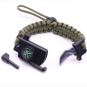 6 in 1 Adjustable Paracord Emergency Bracelet Fire Starter, Compass, USA Shipper - Picture 1 of 6
