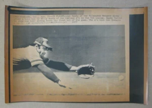 VINTAGE AP PRESS PHOTO 4/21/77 SAL BANDO OF THE BREWERS DIVES FOR THE BALL - Picture 1 of 1