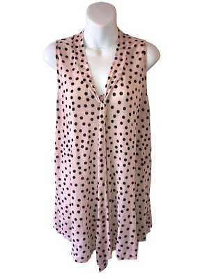 siren lily maternity top large sheer see through pink black polka neck tie - Image 1 of 4