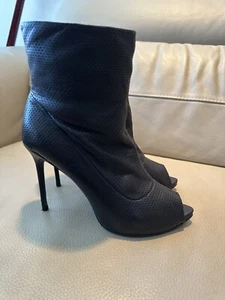 Carlo Pazolini Peep Toe High Heeled Leather Ankle Boots, European Size 38 (US 8) - Picture 1 of 10