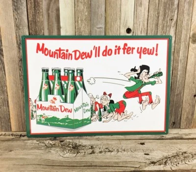 Mountain Dew Hillbilly Cola Pop Soda 17" Metal Tin Sign Vintage Bar Man Cave New - Image 1 of 2