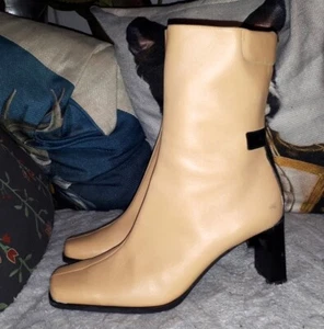 Diseñador Peter Kaiser Beige Cuero Tobillo Cremallera Gruesas Botas UK 5 EU 38 - Imagen 1 de 9