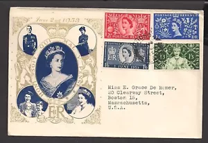 GB cover FDC Queen Elizabeth Great Britain 1953 coronation cachet Windsor CDS - Bild 1 von 1