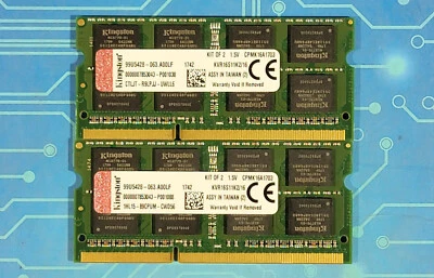 16GB (2x8GB) PC3-12800s DDR3-1600MHz 2Rx8 Non-ECC Kingston KVR16S11K2/16 - Image 1 of 2