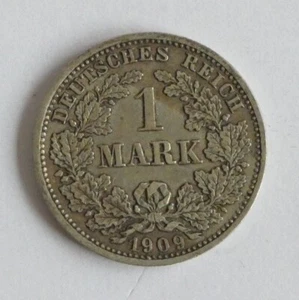 Deutschland Kaiserreich 1 Mark 1909 Silber - Jäger-Katalog Nr. 17 - Bild 1 von 2