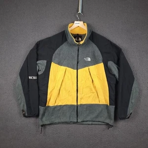 Vintage THE NORTH FACE Fleece Jacket Mens Large Grey Yellow EG Tech USA Made 90s - Picture 1 of 15