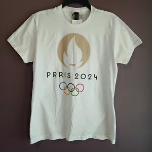 OFFIZIELL LIZENZIERTES T-Shirt Paris 2024 Olympische Spiele weiß Baumwolle Damen Large neu mit Etikett! - Bild 1 von 5