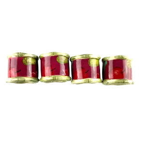 Servilleteros Anillos Cerámica Pintados a Mano Frutas Rojo con Borde Verde Ambiente Bodega Italiana - Imagen 1 de 8