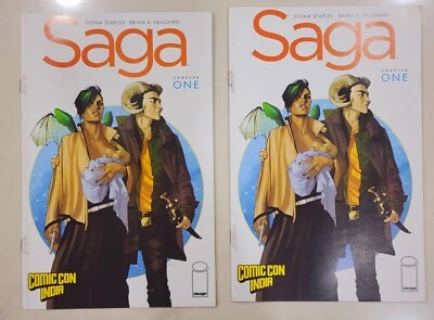 Dos copias Saga #1 India Comic Con Variant Image Comics BrianK Vaughn Staples - Imagen 1 de 4
