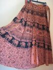Vintage 70S Style S M L Autumn Indian Hand Block Print Cotton Maxi Wrap Skirt