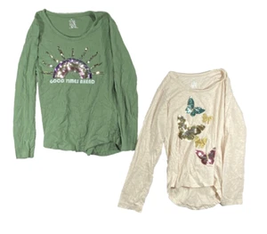 2-Pack Star Ride T-Shirt Girls M( 10/12 ) Mix-Color Pullover Longsleeve Crewneck - Picture 1 of 5