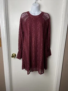 Vestido Hyped Unicornio Para Mujer Talla M Borgoña Floral Mezcla Algodón Forrado Manga Larga - Imagen 1 de 13