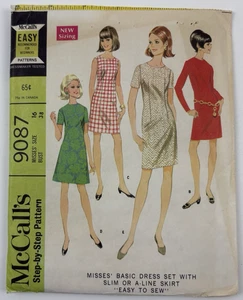 McCall's 9087 60s Dresses 4 Styles Miss Sz 16 38" Bust Sewing Pattern UC OOP VTG - Picture 1 of 9