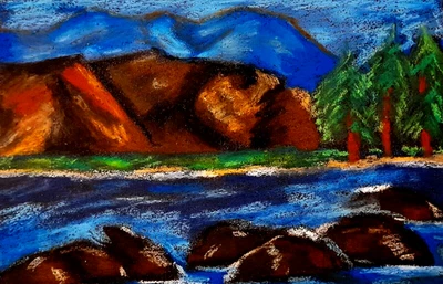Colorado Landscape Original Pastel Painting Seasons Mountains Wall ART - Image 1 of 2