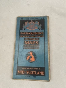 Vintage Ordnance Survey Contour Map Bartholomew’s Sheet 45 Mid-Scotland - Imagen 1 de 5