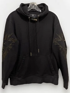 Wolf Totem schwarzer Langarm Hoodie mit Kragen gold verzierte Ärmel Herren M - Bild 1 von 7