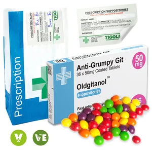 Anti-Grumpy Git Old Novelty Prescription Joke Sweets, 36g | Vegan & Vegetarian - Picture 1 of 6