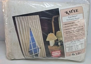 Vtg Katee Curtains Drapes 1 Pair Insulated Cream Color Thermal 1970s. 96"×84" - Picture 1 of 3