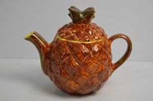 Vintage Ceramic Pineapple Teapot Tiki Room Collectible MCM Kitchen Serving - Picture 1 of 24